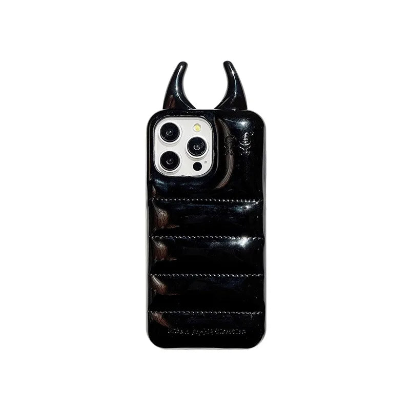 Fashion Cow Horns Glossy Phone Case For iPhone 15 14 13 12 Pro Max Luxury PU Leather Back Cover
