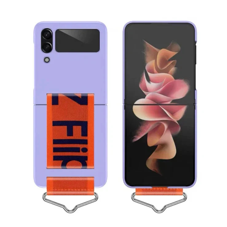 For Samsung Z Flip 6 Ultra Thin Ring Wristband Phone Case  For Galaxy Z Flip 6 5 4 3 Flip5 Flip 6 PC Shockproof Hard Back Cover