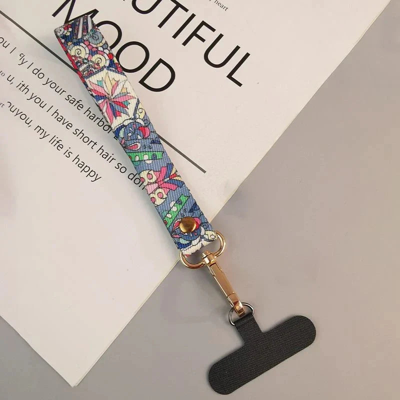 Universal Phone Clip Antilost Retro Pattern Strap Crossbody Long Strap Adjustment Length Hanging Neck Strap Mobile Phone Lanyard
