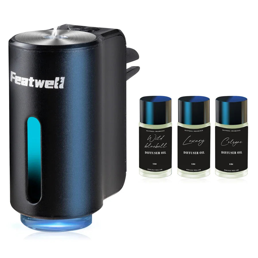 Smart Car Air Freshener Diffuser, Three Adjustable Modes, Intelligent Car Aroma Diffuser with 3pcs Essential Oil