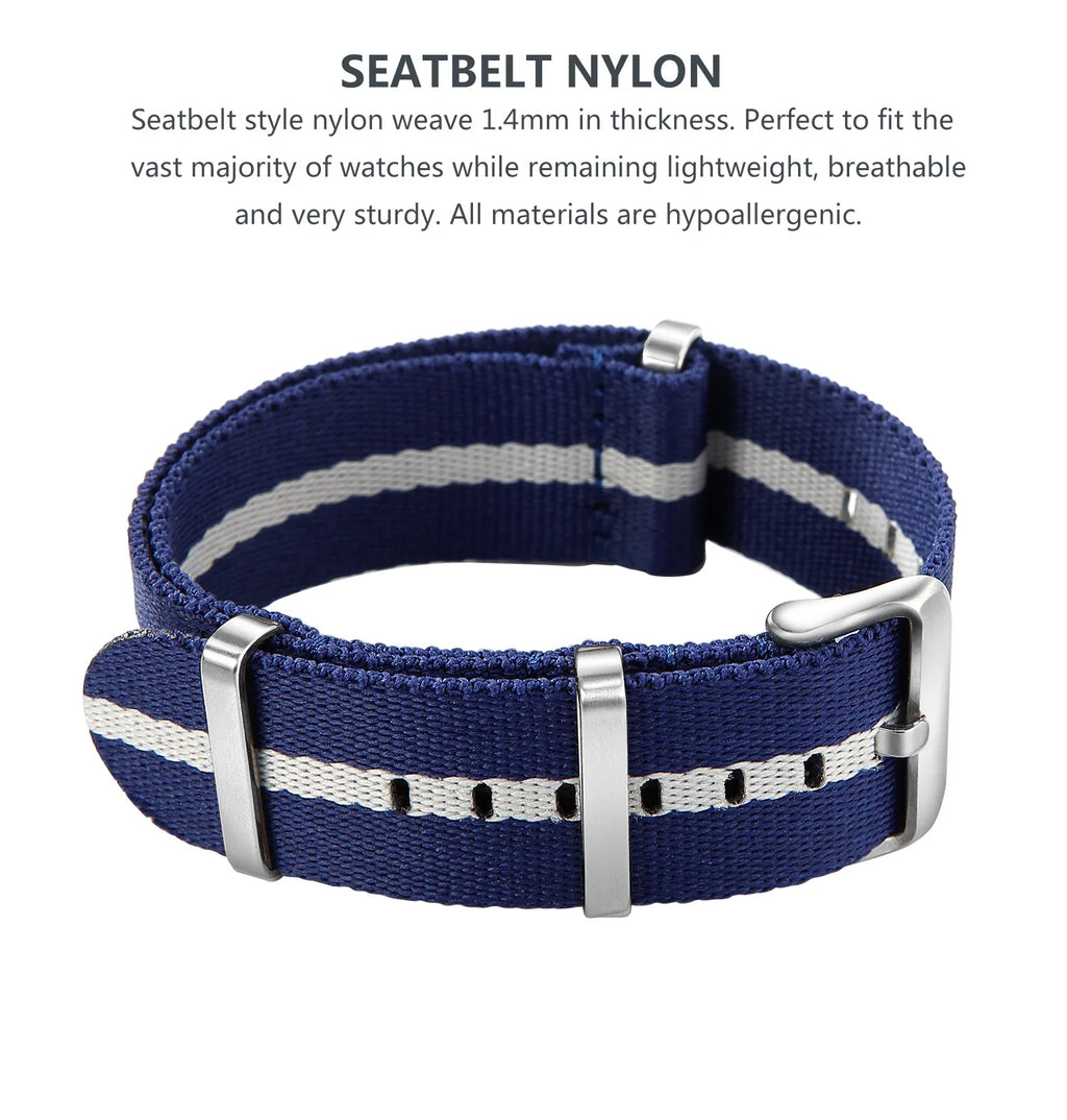 Nylon Watch Band 20mm 22mm Comfortable Watch Straps Loop Military Washable Blet for Men Watchbands