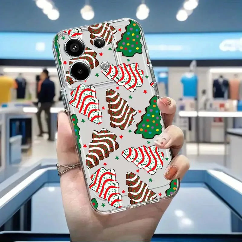 Christmas Tree Art For Xiaomi Redmi Note 8 8T 9 9T 11E 12 13 14 Pro Plus Turbo 5G Fashion TPU Transparent Phone Case