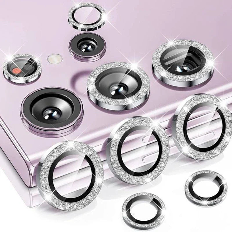 Glitter Camera Glass for Samsung Galaxy S24 Ultra , S23 Ultra , S22 Ultra , S24 Protective Lens Ring Screen Protector