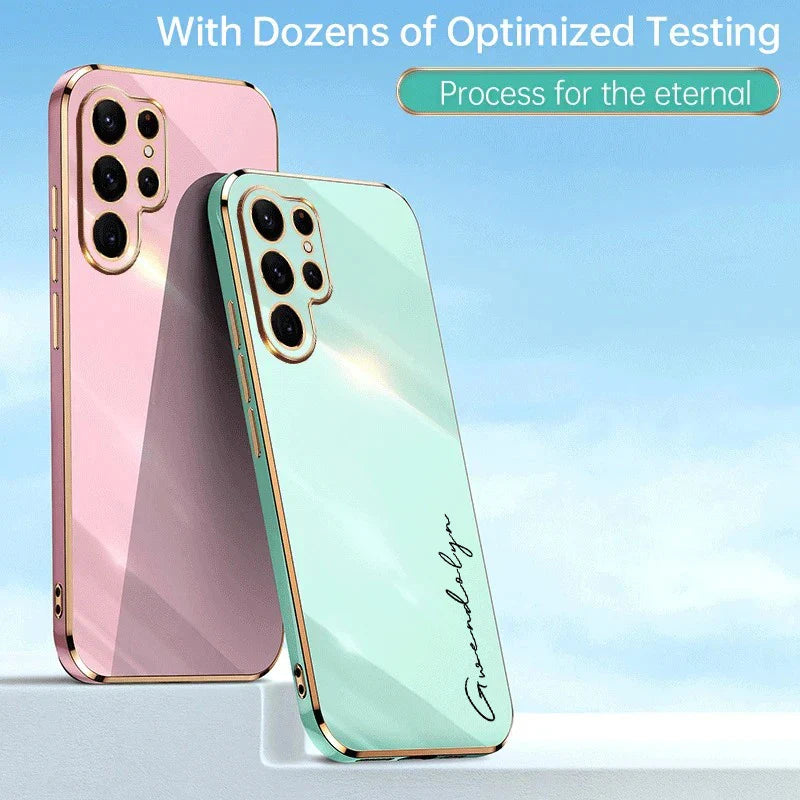 Case For Samsung Galaxy S24 Ultra Personalized Customized Name Case Luxury 6D Plating Soft Cover S23 S22 S21 S20 FE Ultra Plus