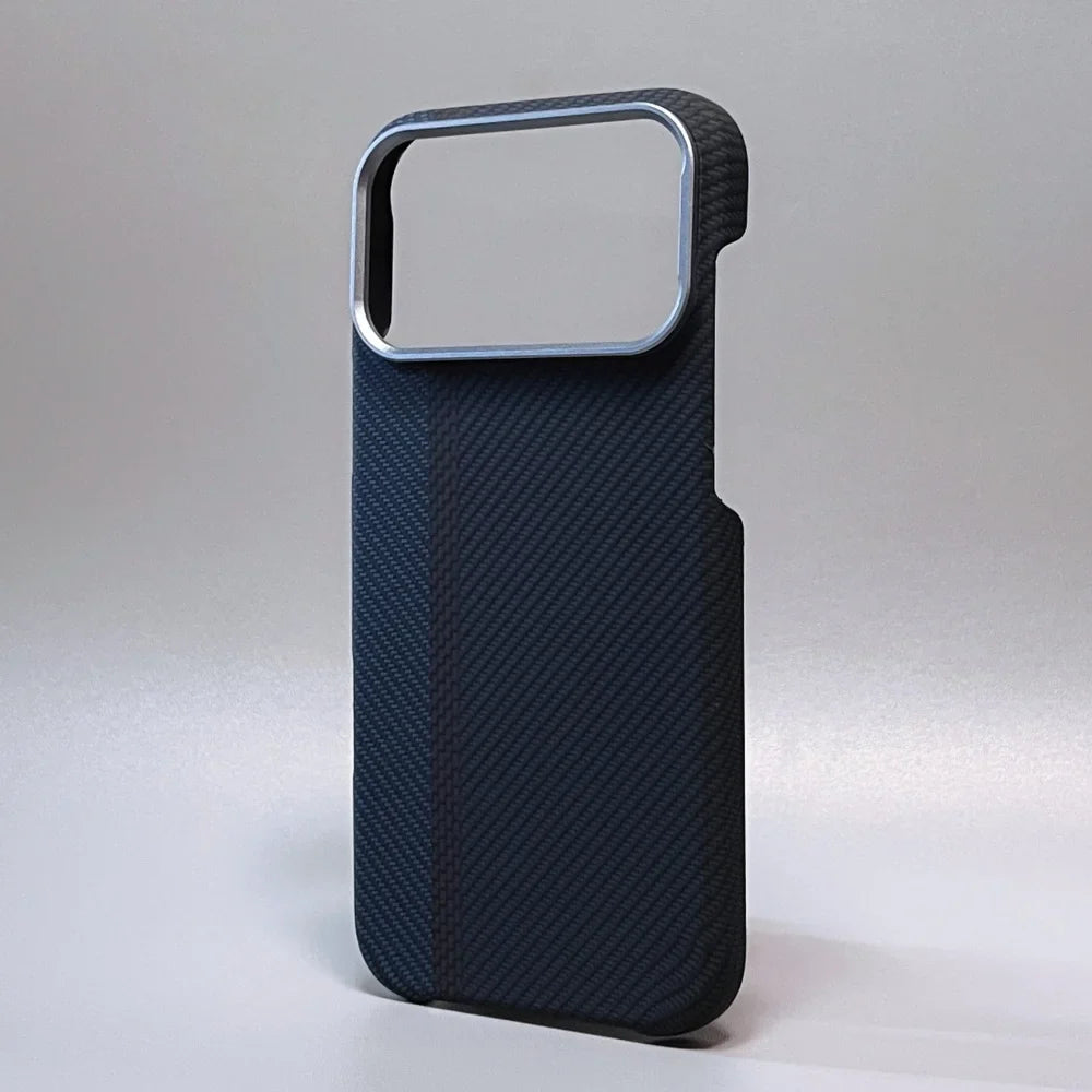 Luxury Carbon Fiber Slim Case For iPhone 17 13 14 15 16 Pro Max Shockproof Alloy Lens Camera Protective Ultra Thin Hard PC Cover