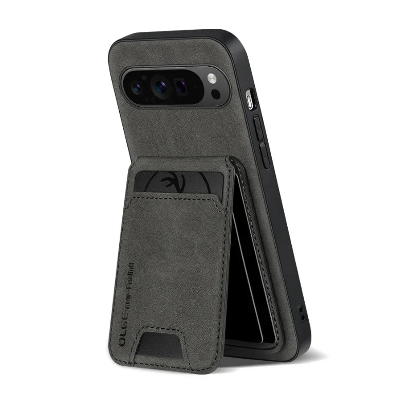 New Soft TPU Solid Color Leather Wallet Card Slot Bracket Shockproof Phone Case For Google Pixel 9 8 7 Pro XL 9A 8A 7A Back Case