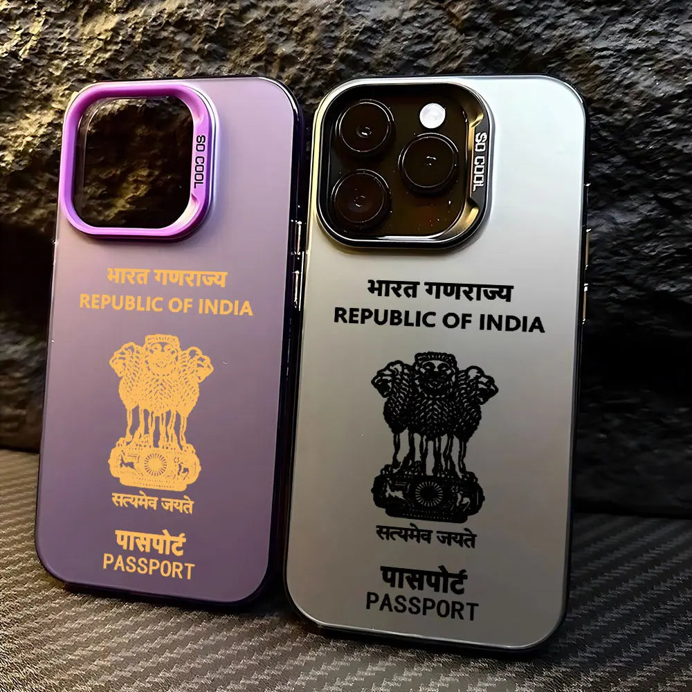 India Passport Phone Case For iPhone 16 15 14 13 12 11 Pro Max X XR XSMAX 8 7 Plus Candy Matte Shockproof Back Cover
