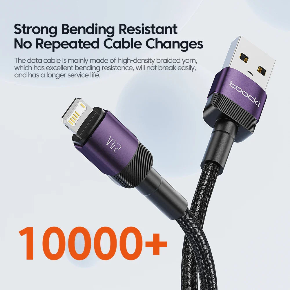 Toocki USB Cable For iphone14 13 12 11 Pro Max Xs Xr X SE 8 7 6 Plus Fast Charging Mobile Phone Data Line For Ipad Charger Wire