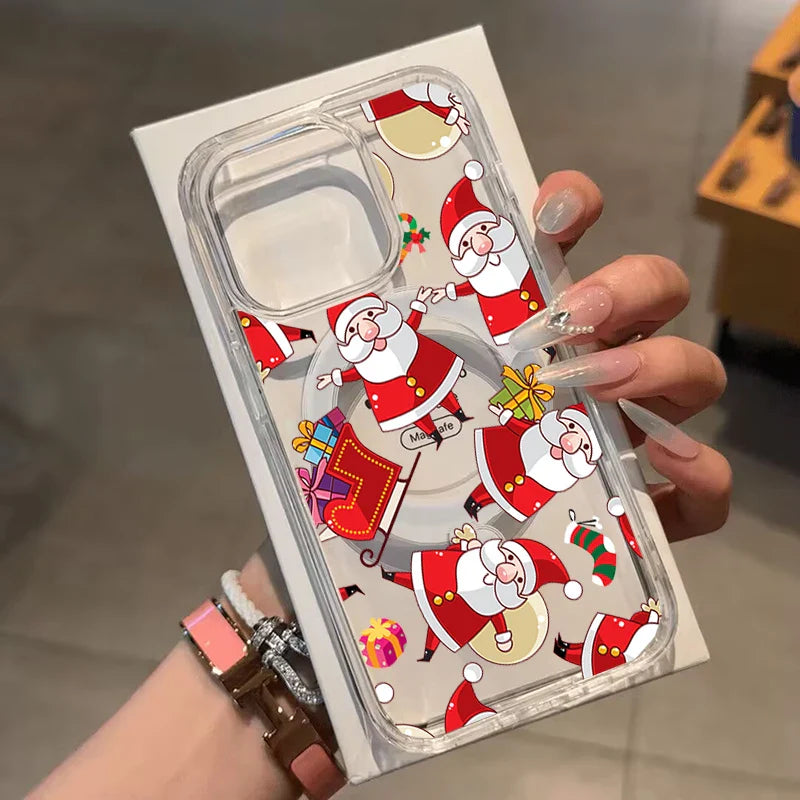 Christmas Santa Claus Magnetic Magsafe Phone Case For Samsung Galaxy S22 S23 S24 S25 FE Plus Ultra Edge Z Flip 3 4 5 6 7 Casing