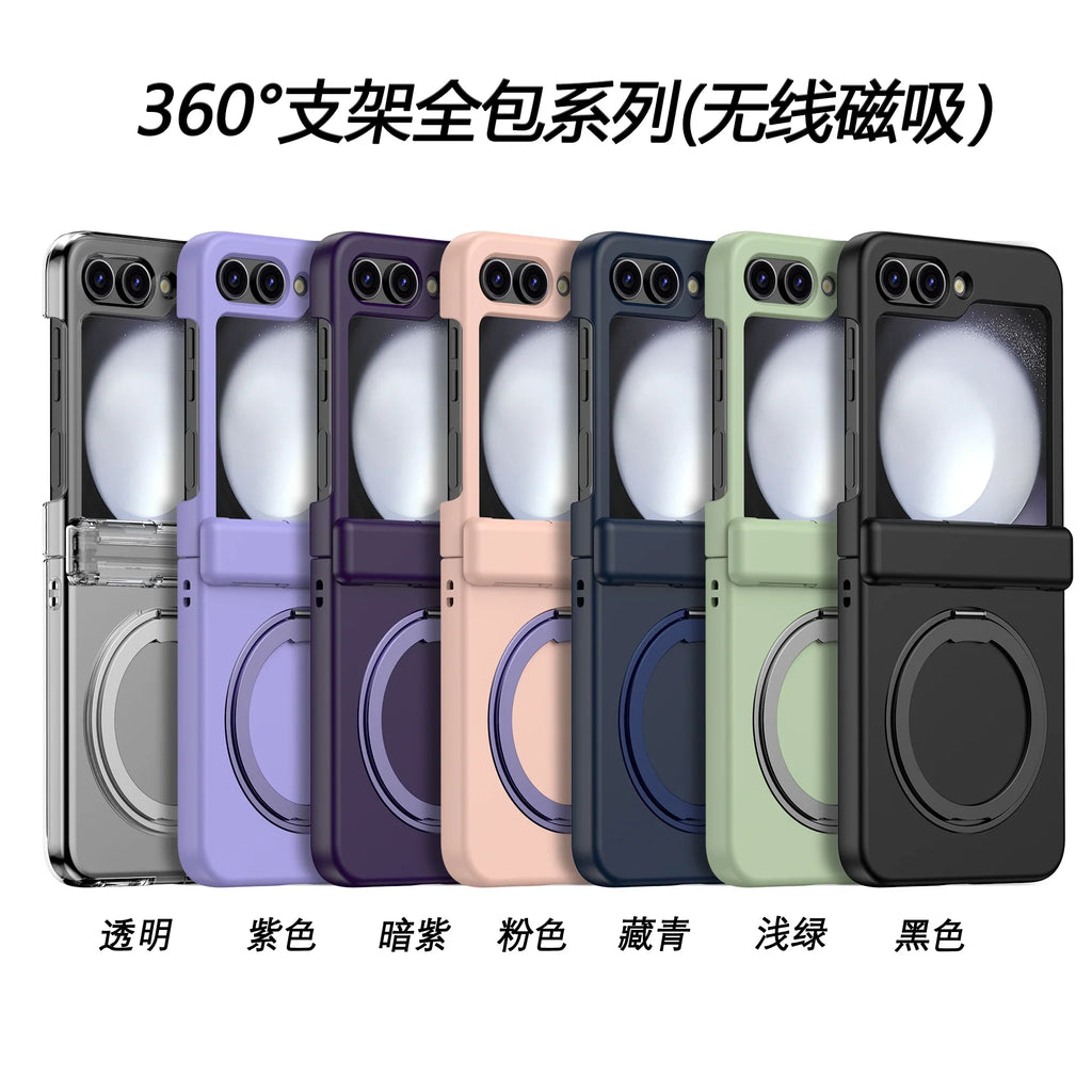 360° Rotating Holder Phone case For Samsung Galaxy Z Flip 5 6 Magsafe Wireless charge 360 Degree Ring Magnetic stand Phone Cover