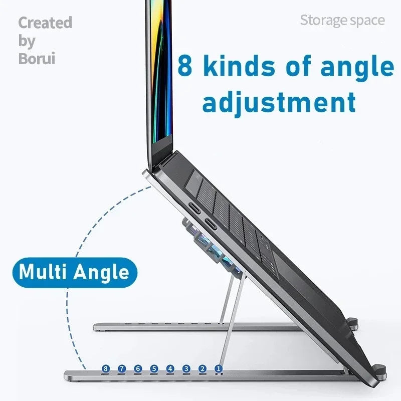 Aluminum Laptop Stand Foldable Desk Riser Mute Cooling Fan Adjustable Notebook Stand For Macbook Pro Air Computer PC iPad Tablet