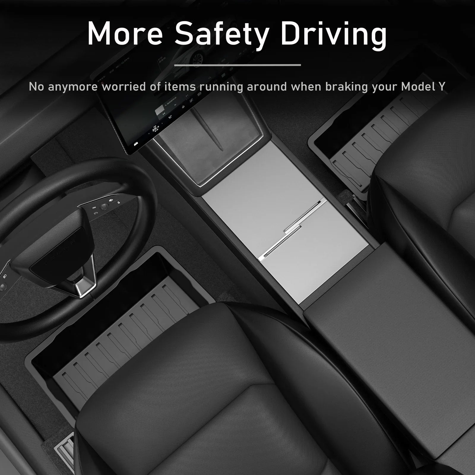 Under Seat Storage Box For Tesla Model Y Juniper 2025 Center Console Organizer Bins Front Backseat Bag Trash Tray Accessories