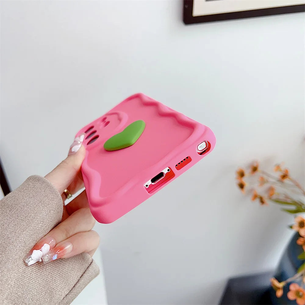 Cute Cartoon Love Heart Case for Samsung Galaxy S24 Ultra S23 S22 Plus S21 S20 FE A54 A34 A14 A73 A53 A52 A31 Soft Wave Cover