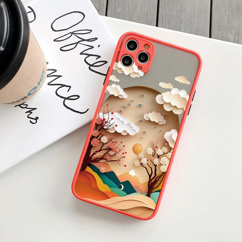 Printing Landscape phone case For iPhone 16 15 14 11 12 13 Pro Max Mini XS X XR 7 8 Plus SE2 Creative Mountains Shockproof Cover