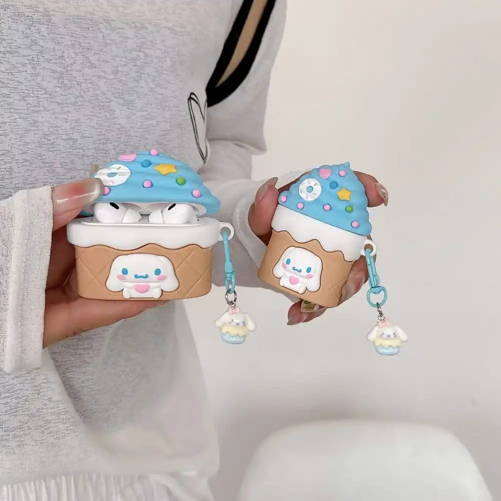 Hot Cute Cartoon Anime Role Ice Cream Cone Cinnamoroll Earphone Case for AirPods 1 2 3 Pro 2rd Soft Silicone Protective Cover