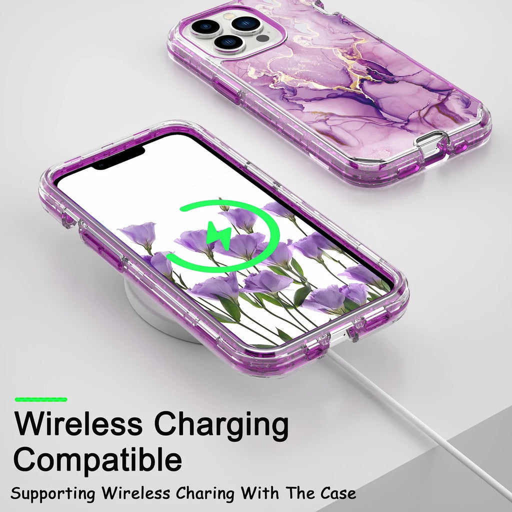 Plating Marble Phone Case for iPhone 16 14 13 11 12 15 Pro Max Plus Heavy Duty Shockproof Protective Luxury Cover