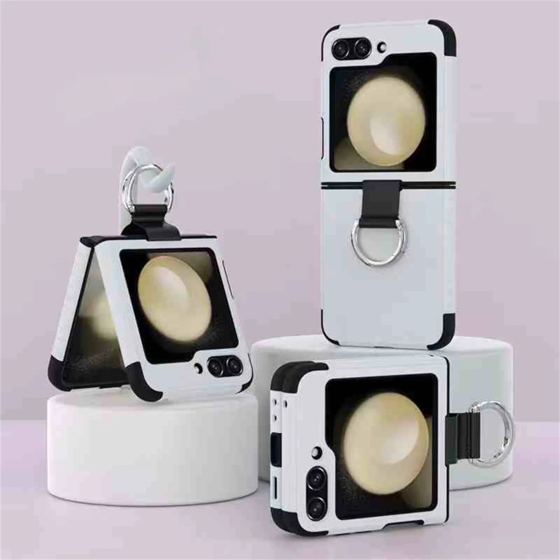 Cute Ins Korean Candy Color Portable Ring Solid Color Phone Case for Samsung Galaxy Z Flip 5 6 5G Z Flip6 Flip5 Zflip5 Cover