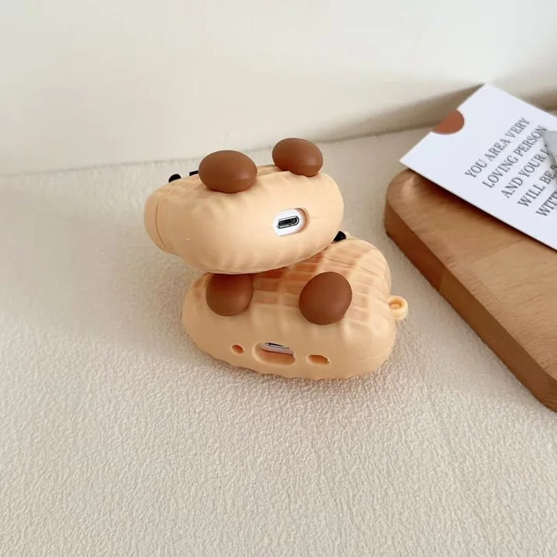 For Airpods 4 Case 2024,3D Cartoon Peanut Protective Earphone Silicone Cover For Airpods Pro 2 Case/Airpods 1/2/3/4 Case Funda