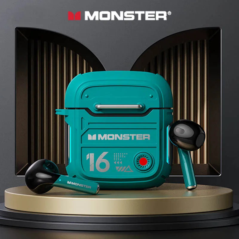 Original Monster XKT16 V5.3 Bluetooth Headphones Wireless HIFI Sound Earphones Low Latency Gaming Long Standby Earbuds