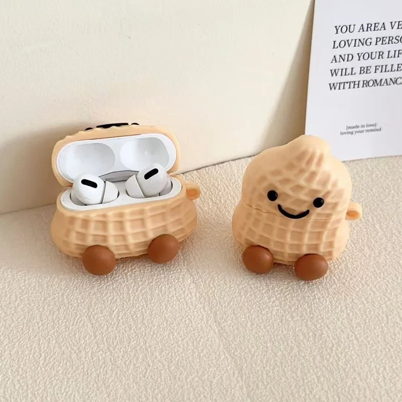 For Airpods 4 Case 2024,3D Cartoon Peanut Protective Earphone Silicone Cover For Airpods Pro 2 Case/Airpods 1/2/3/4 Case Funda