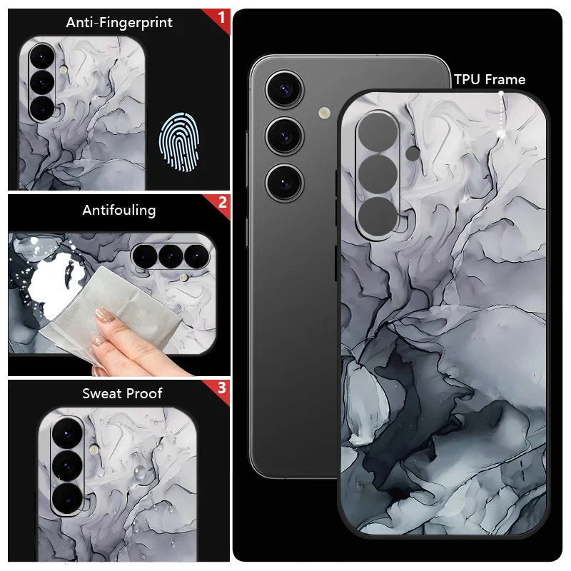 Colorful Marble Case For Samsung Galaxy S24 S23 S22 Ultra S21 S20 FE A16 A15 A25 A34 A35 A55 A52 A53 A54 5G S25 Lanyard Cover