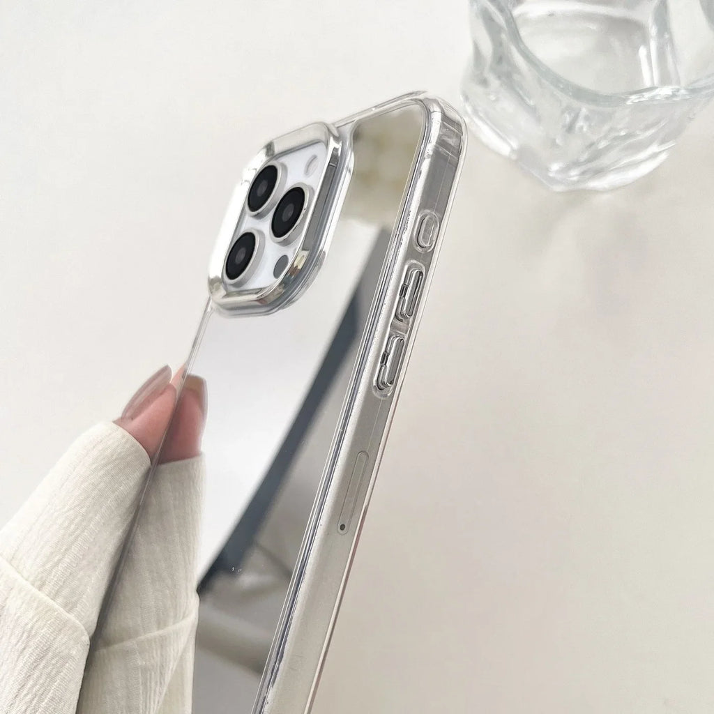 Luxury Plating Make Up Mirror Phone Case For iPhone 16 15 14 13 12 11 Pro Max XR X XS Hard Acrylic Shockproof Bumber Cover