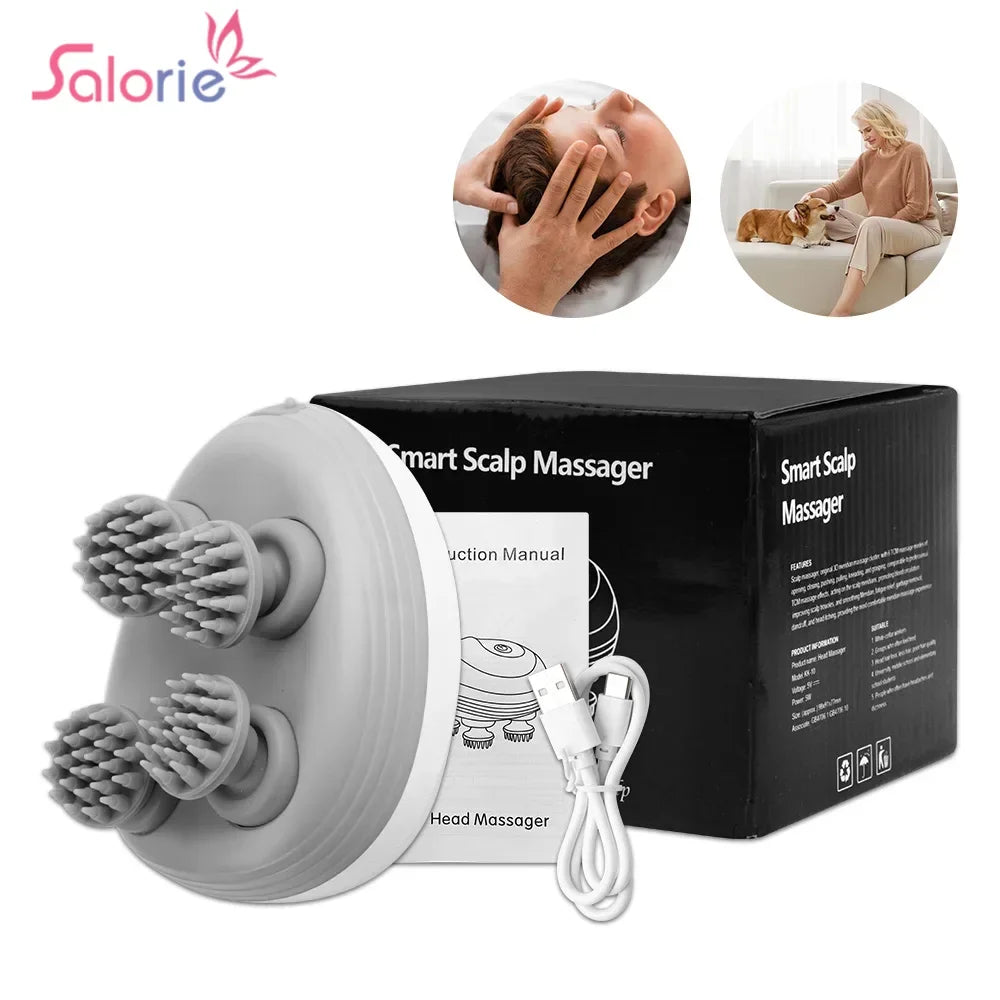 Electric Pet Claw Massager with 4 Kneading Heads – Deep Tissue Grooming & Relaxation for Cats and Small Pets