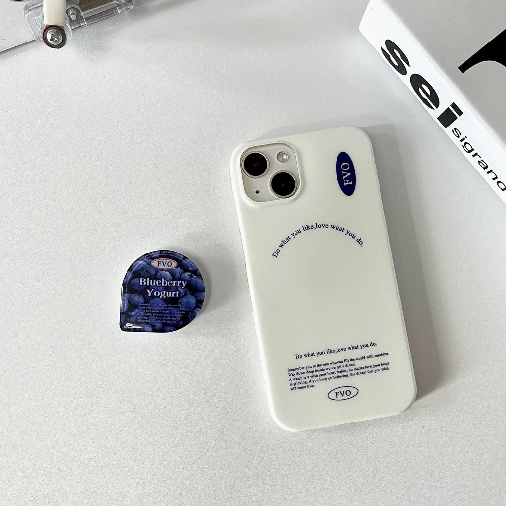 Fashion Blue Berry Glossy Stand Phone Case for iPhone 16 15 14 13 Pro Max Back Cover for 12 11 Pro Max Capa