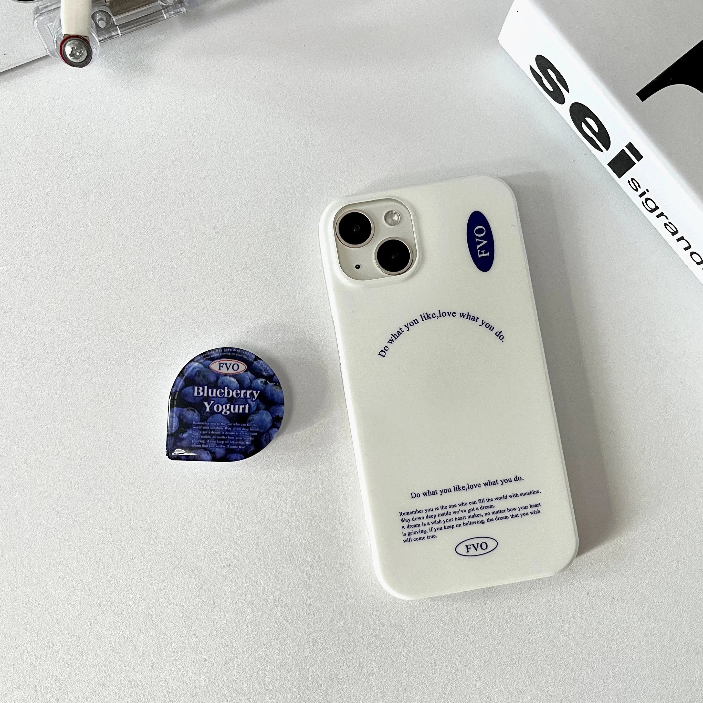 Fashion Blue Berry Glossy Stand Phone Case for iPhone 16 15 14 13 Pro Max Back Cover for 12 11 Pro Max Capa