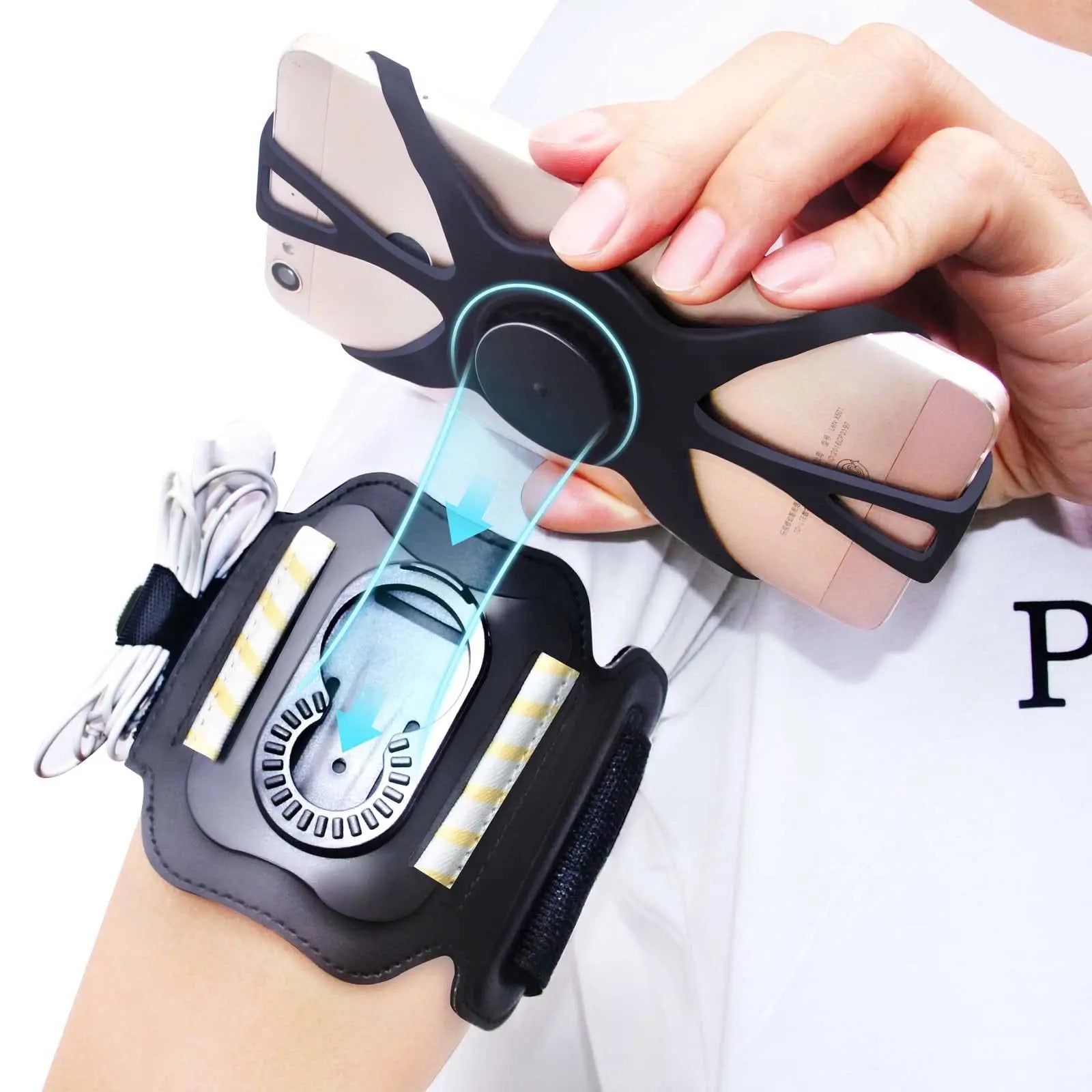 Running Armband Wristband Bracke 360 ° Rotatable Phone Holder Suitable For 4-7-inch Smartphones Card Pocket For Running Bicycles