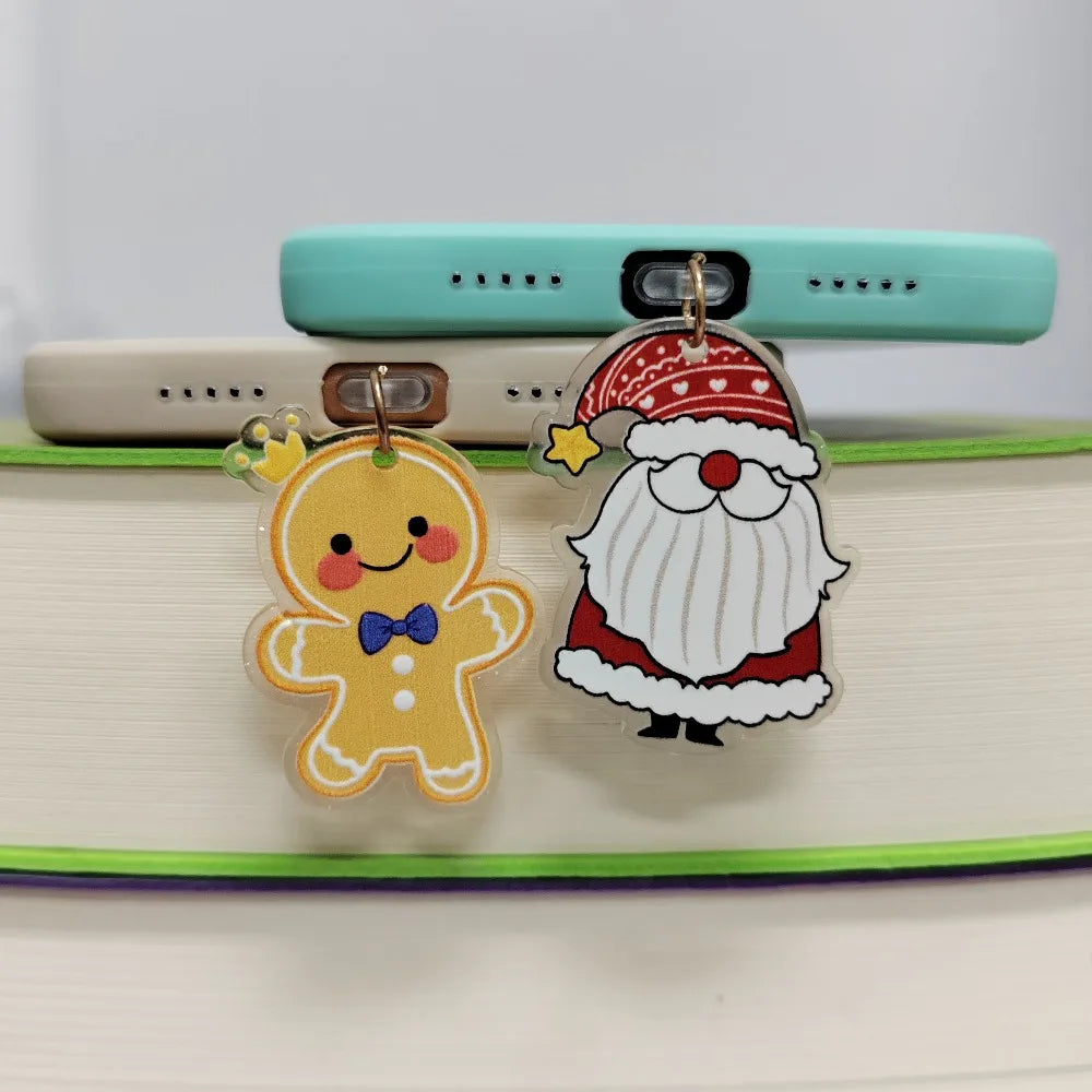 Gingerbread Man Christmas Dust Plug Type C Phone Charge Port Plug For iPhone Dust Protection Stopper Pendant Lady Friend Gift