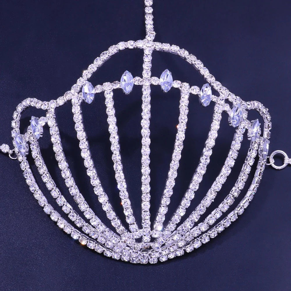 Rhinestone Shell Bra Crystal Chest Body Chain