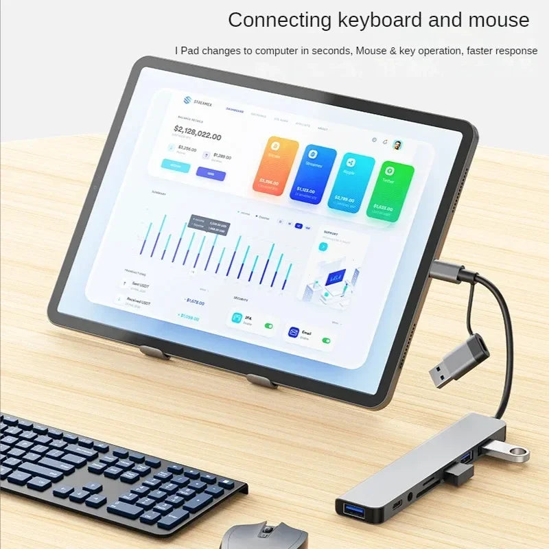 USB A Type C Hub Concentrator Docking Station Multi Adapter Card Reader Audio Multi-hub Dock Splitter For MacBook Air PC