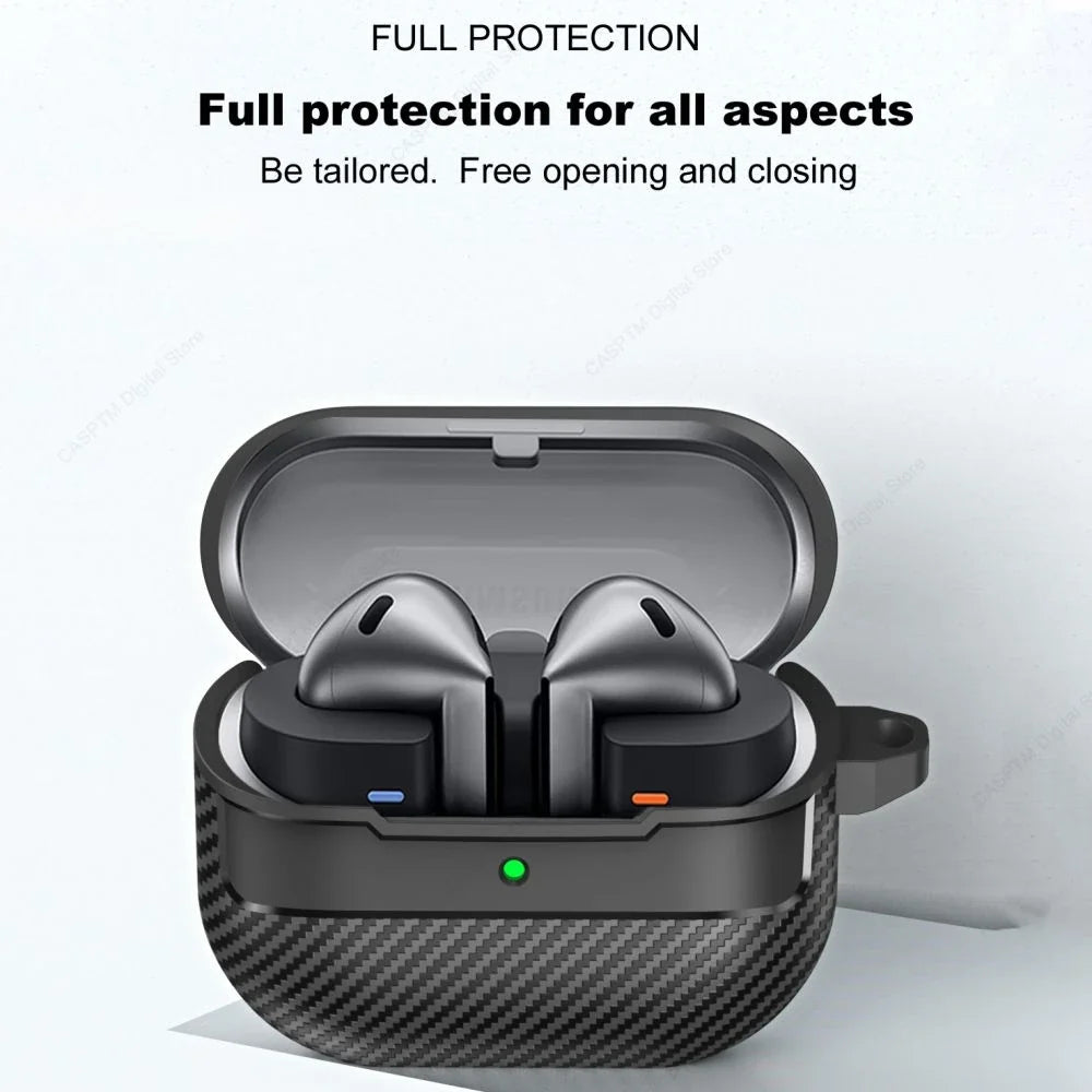 2024 New TPU Cover For Samsung Galaxy Buds 3 Pro Buzz 3 Pro Buds3 Pro Case Carbon Fibre Pattern PC Protective Cases With Hook