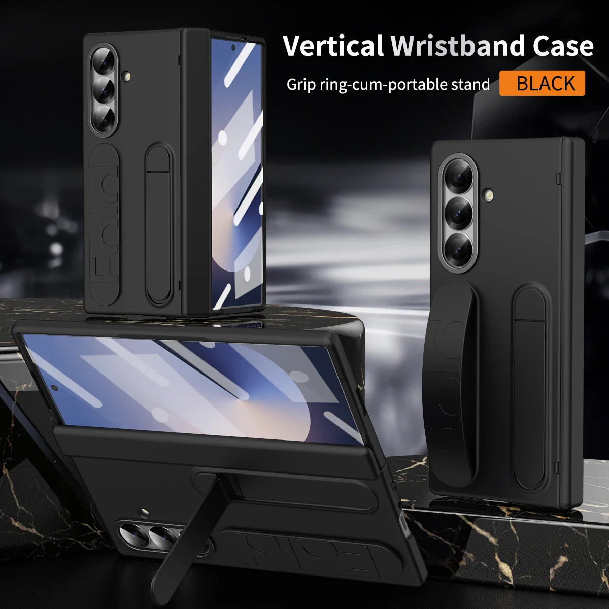 For Samsung Galaxy Z Fold 7 6 5 4 3 Luxury Wristband Hinge Lnvisible Folding Bracket Screen Glass Protect  Film Shockproof Cover
