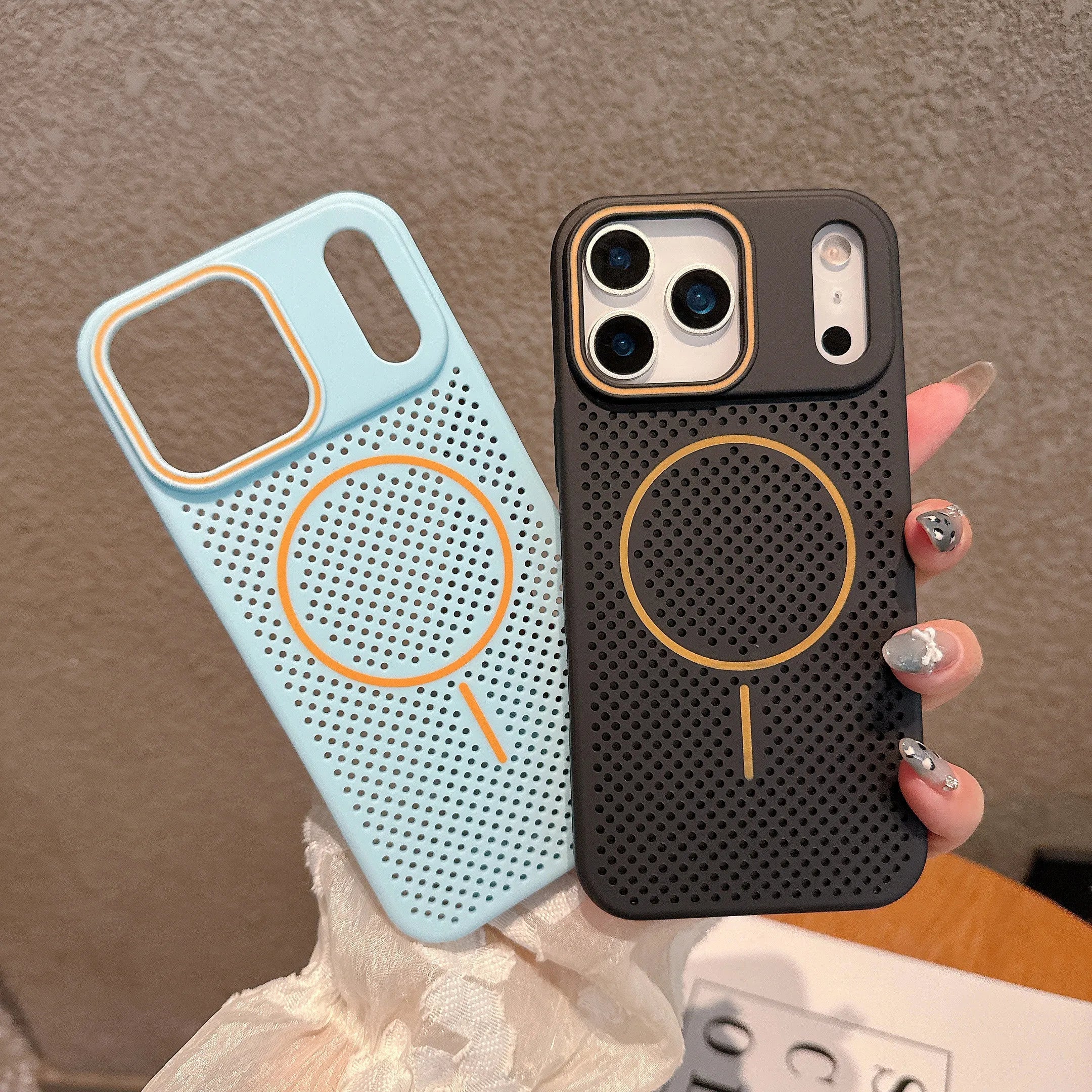 Colorful Cooling Heat Dissipation Phone Case For iPhone 17 Pro 17 16 15 14 13 12 11 Pro Max Plus Breathable Magnetic Back Cover