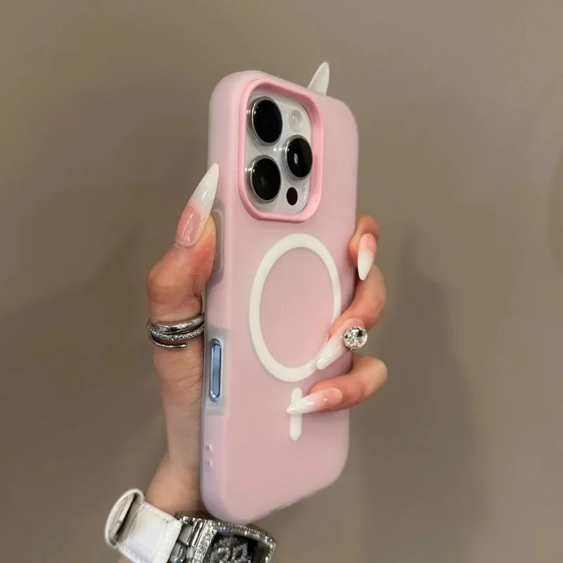 Luxury Candy Color 2 IN 1 Magsafe Case for iPhone 16 15 14 13 12 17 Pro Max Plus Magnetic Wireless Charge Clear Matte Soft Cover