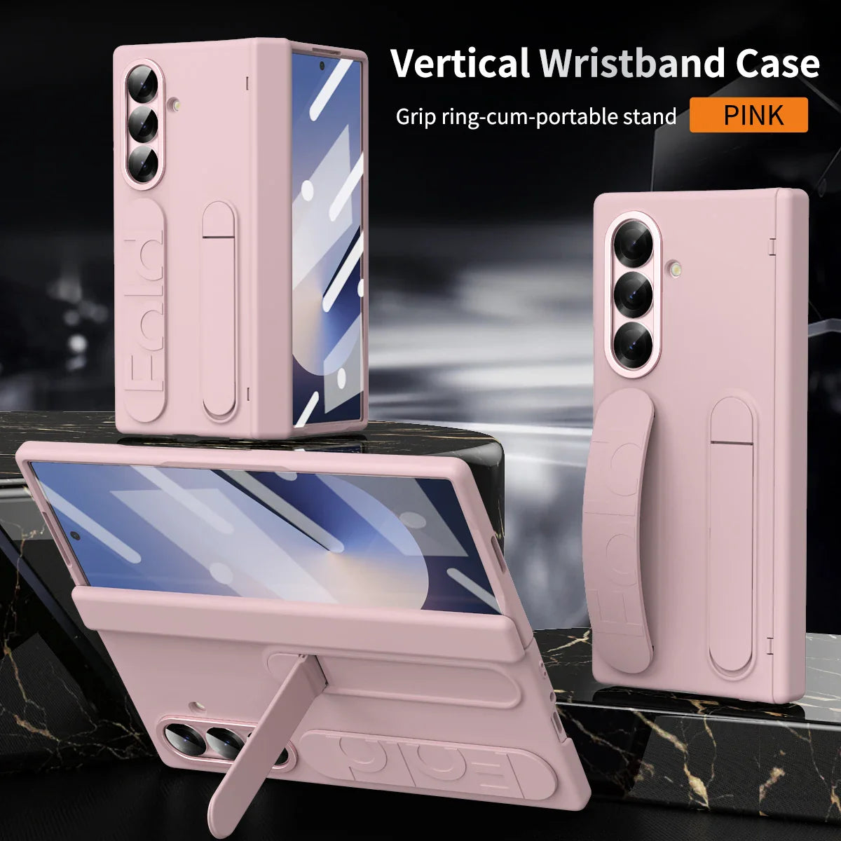 For Samsung Galaxy Z Fold 7 6 5 4 3 Luxury Wristband Hinge Lnvisible Folding Bracket Screen Glass Protect  Film Shockproof Cover