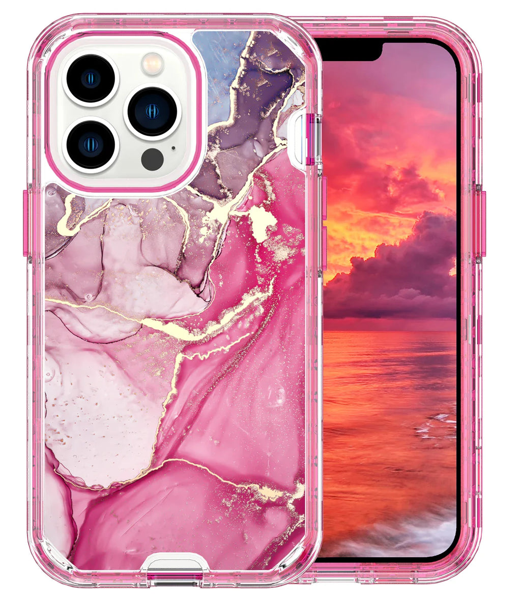Gradient Colorful Marble Armor Case For iPhone 16 15 14 Pro MAX 13 12 11 X XS XR 7 8 14 Plus PC Bumper Shockproof Phone Cover