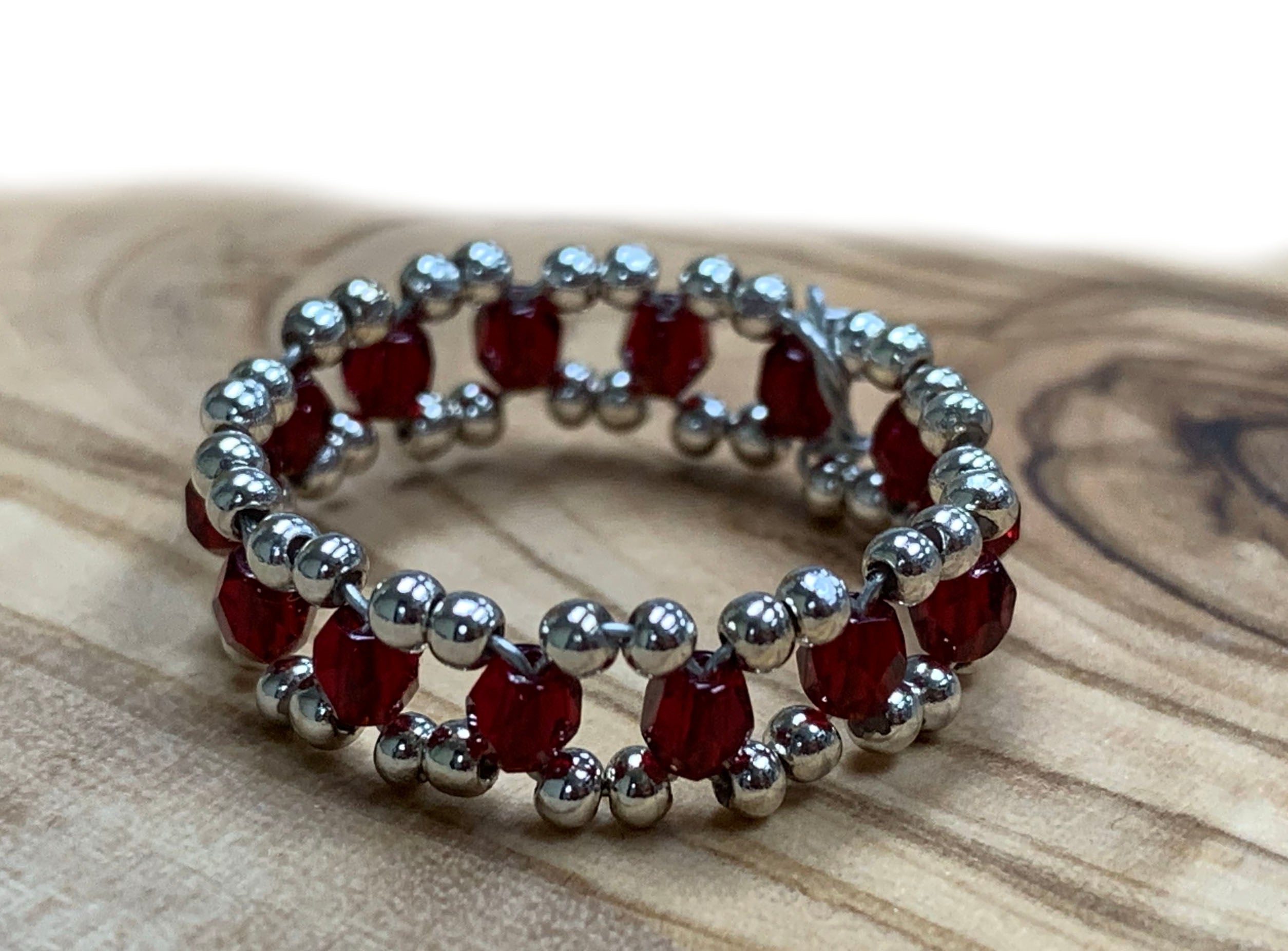 Sandee Handmade Seed Bead Wire Wrapped Ring Size 8