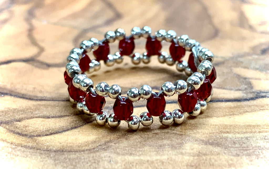 Sandee Handmade Seed Bead Wire Wrapped Ring Size 8