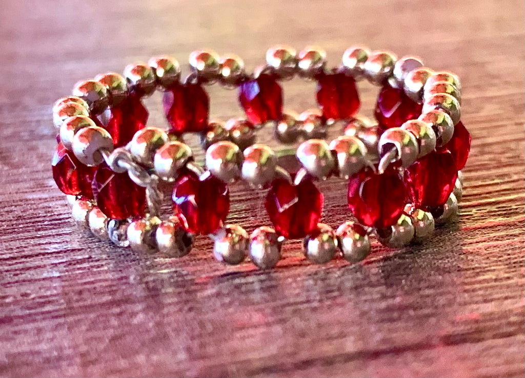 Sandee Handmade Seed Bead Wire Wrapped Ring Size 8