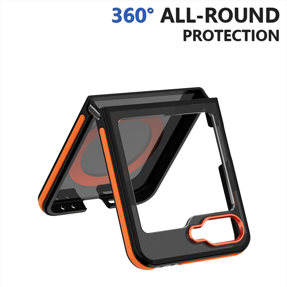 Magnetic Case for Samsung Galaxy Z Flip 6 5 5G Cover 360 Rotation Stand for Magsafe Matte Metal Camera Frame Folding Phone Shell