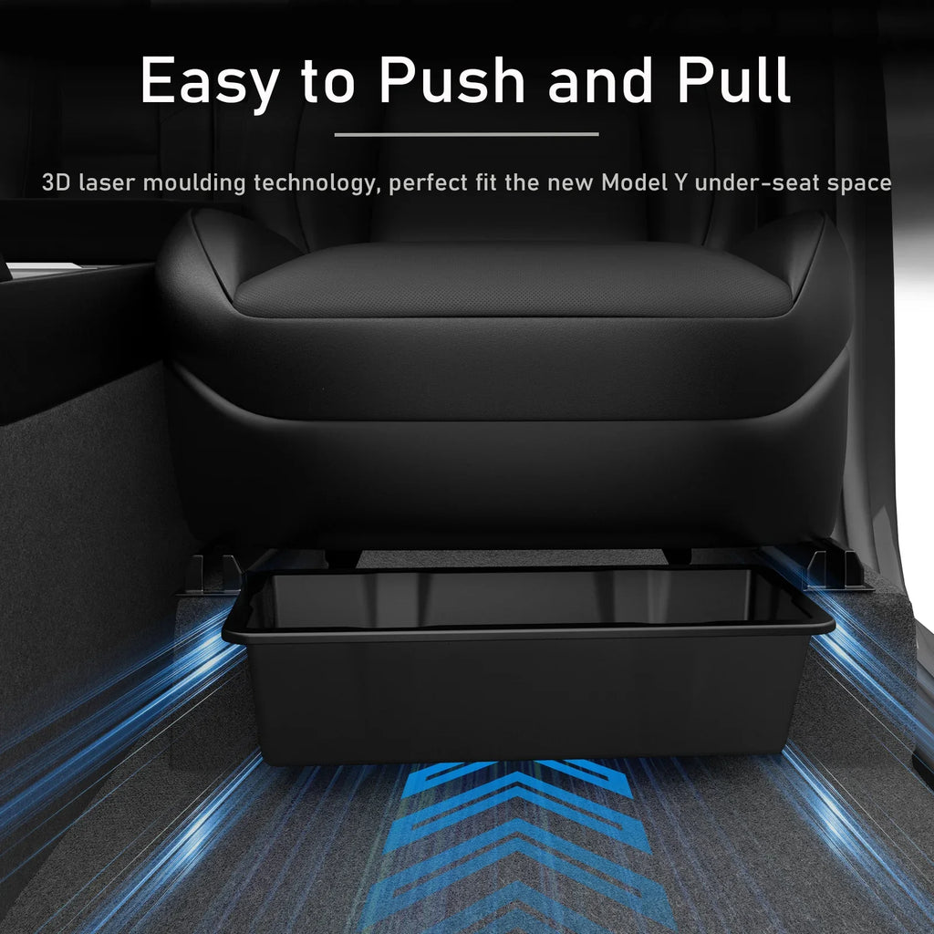 Under Seat Storage Box For Tesla Model Y Juniper 2025 Center Console Organizer Bins Front Backseat Bag Trash Tray Accessories