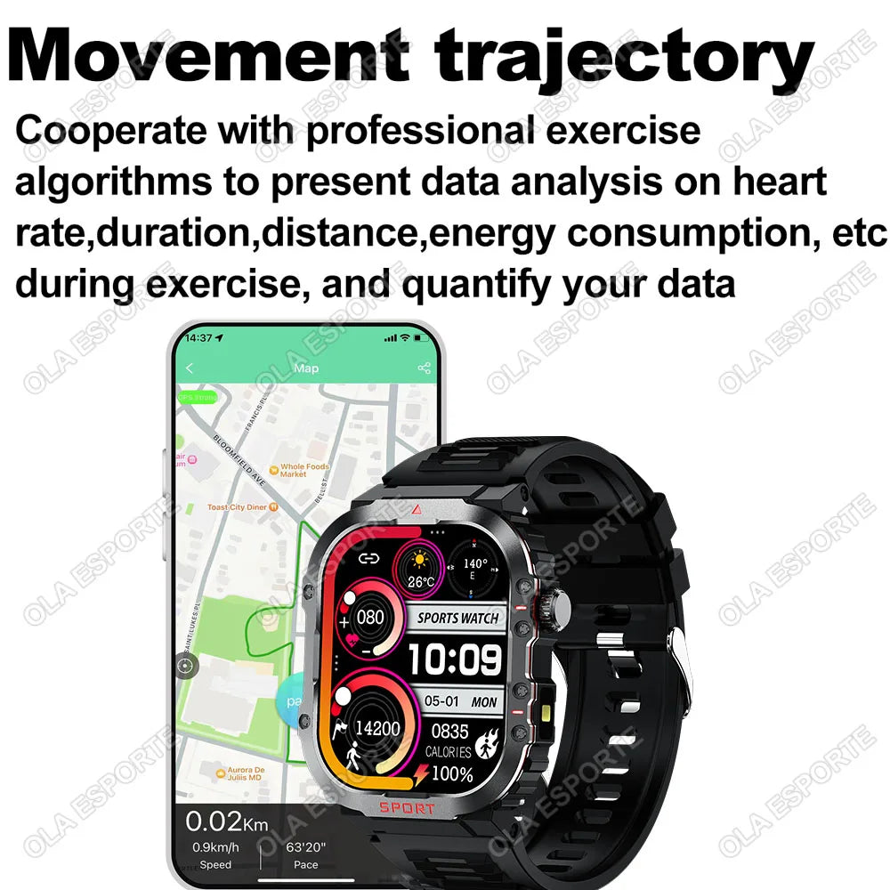 New in GPS Smart Watch For Men Wome Military Amoled Flashlight Waterproof Outdoor Sport Bluetooth Call Smartwatch Smart Band