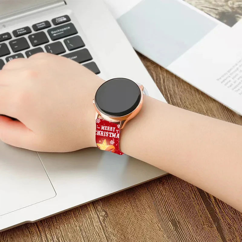 20mm Christmas 8 Strap for Samsung Galaxy Watch 7/6/5 40mm 44mm Band Replaceable Bracelet for Amazfit Balance 5Pro for Women