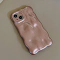 Korean Glossy 3D Meteorite Texture Macaron Solid Color Case For iPhone 14 Pro 13 12 Pro 11 Pro Max Wave Phone Shockproof Shell