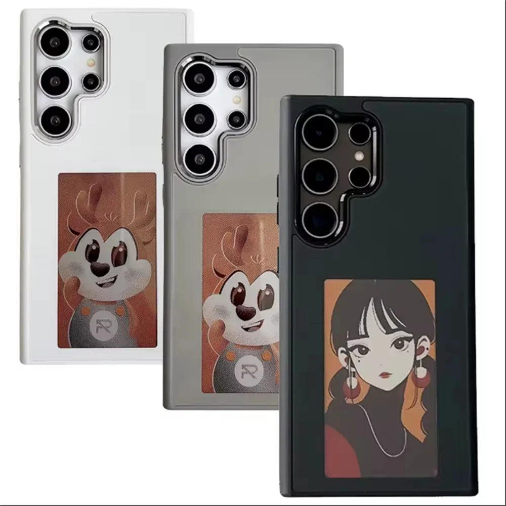 NFC Function AI Phone Cases For Samsung Galaxy S24 Ultra S23U ink Screen DIY Projection Luxury E ink Screen Dropproof Phone Case