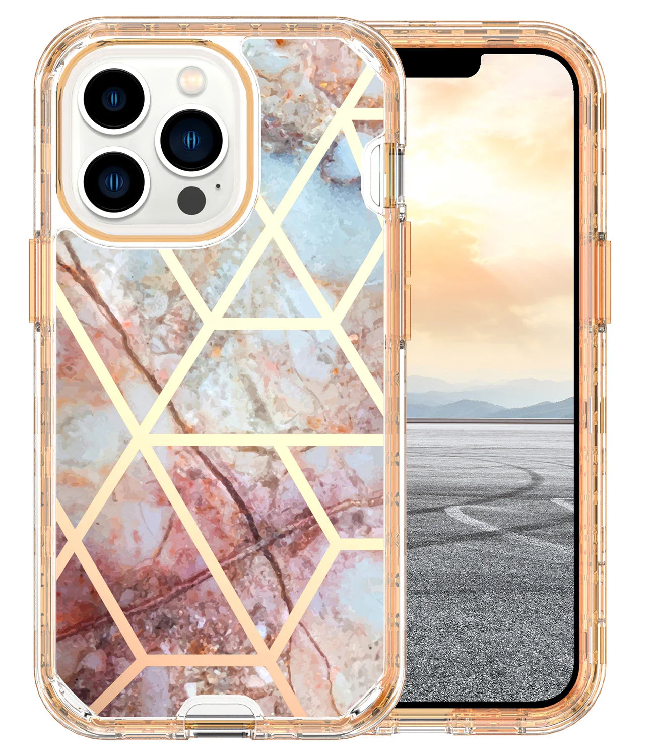 Gradient Colorful Marble Armor Case For iPhone 16 15 14 Pro MAX 13 12 11 X XS XR 7 8 14 Plus PC Bumper Shockproof Phone Cover