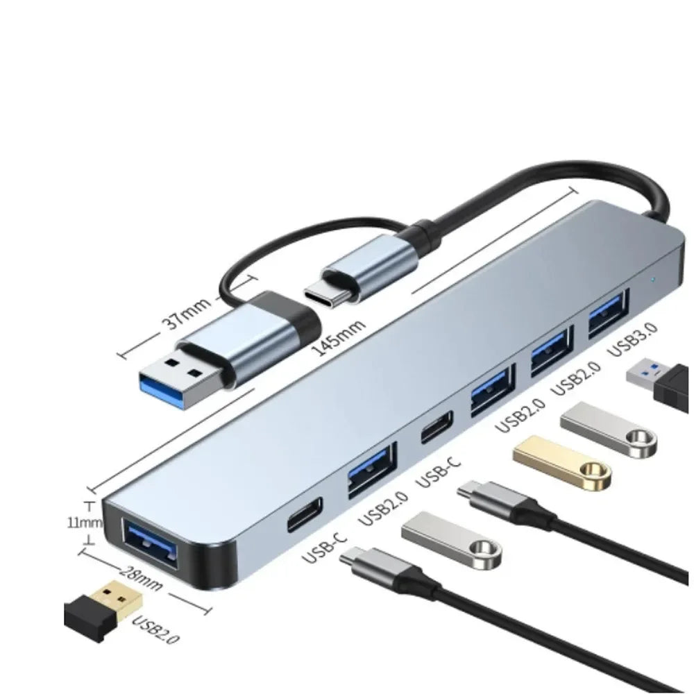 USB A Type C Hub Concentrator Docking Station Multi Adapter Card Reader Audio Multi-hub Dock Splitter For MacBook Air PC